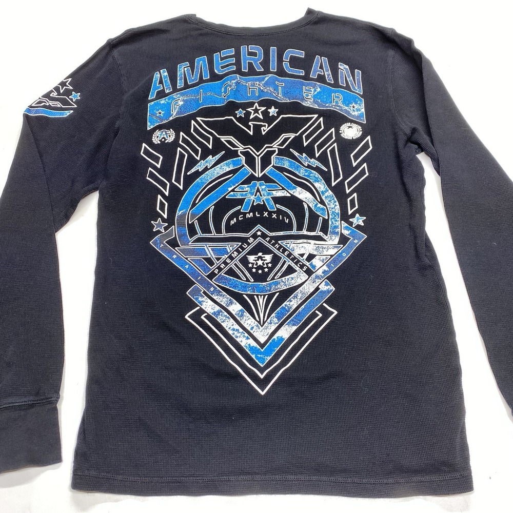 American Fighter Premium Athletics  Shirt Men's Long Sleeve Thermal Black Large - Picture 2 of 9